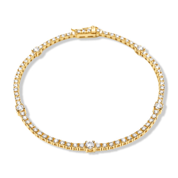 Diamond Pattern Tennis Bracelet in Yellow Gold