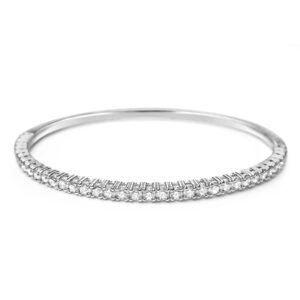 Round Diamond Flexible Bangle in White Gold