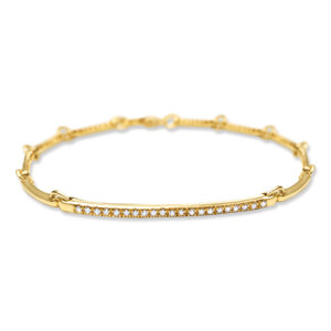 Pave Diamond Bars Bracelet in Yellow Gold