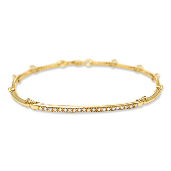 Pave Diamond Bars Bracelet in Yellow Gold