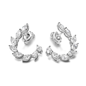 Swirl Diamond Earrings in White Gold