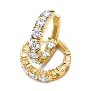 Classic In-And-Out Diamond Hoop Earrings in Yellow Gold