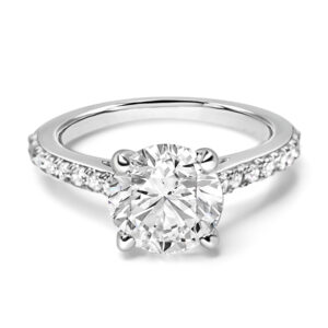 Round Brilliant Cut Diamond Engagement Ring in White Gold