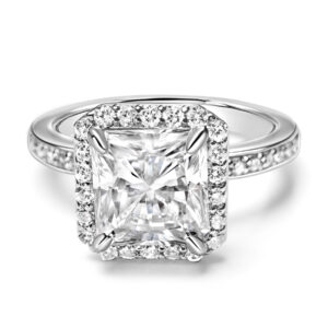 Radiant Cut Diamond Halo Style Engagement Ring in Platinum