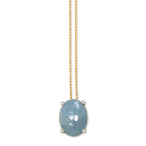 Nanis Ipanima Oval Aquamarine and Diamond Pendant in Gold