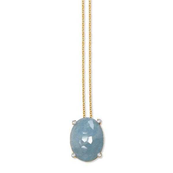Nanis Ipanima Oval Aquamarine and Diamond Pendant in Gold