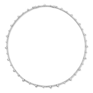 Round Diamond Tennis Necklace in White Gold