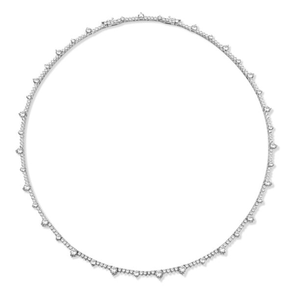 Round Diamond Tennis Necklace in White Gold