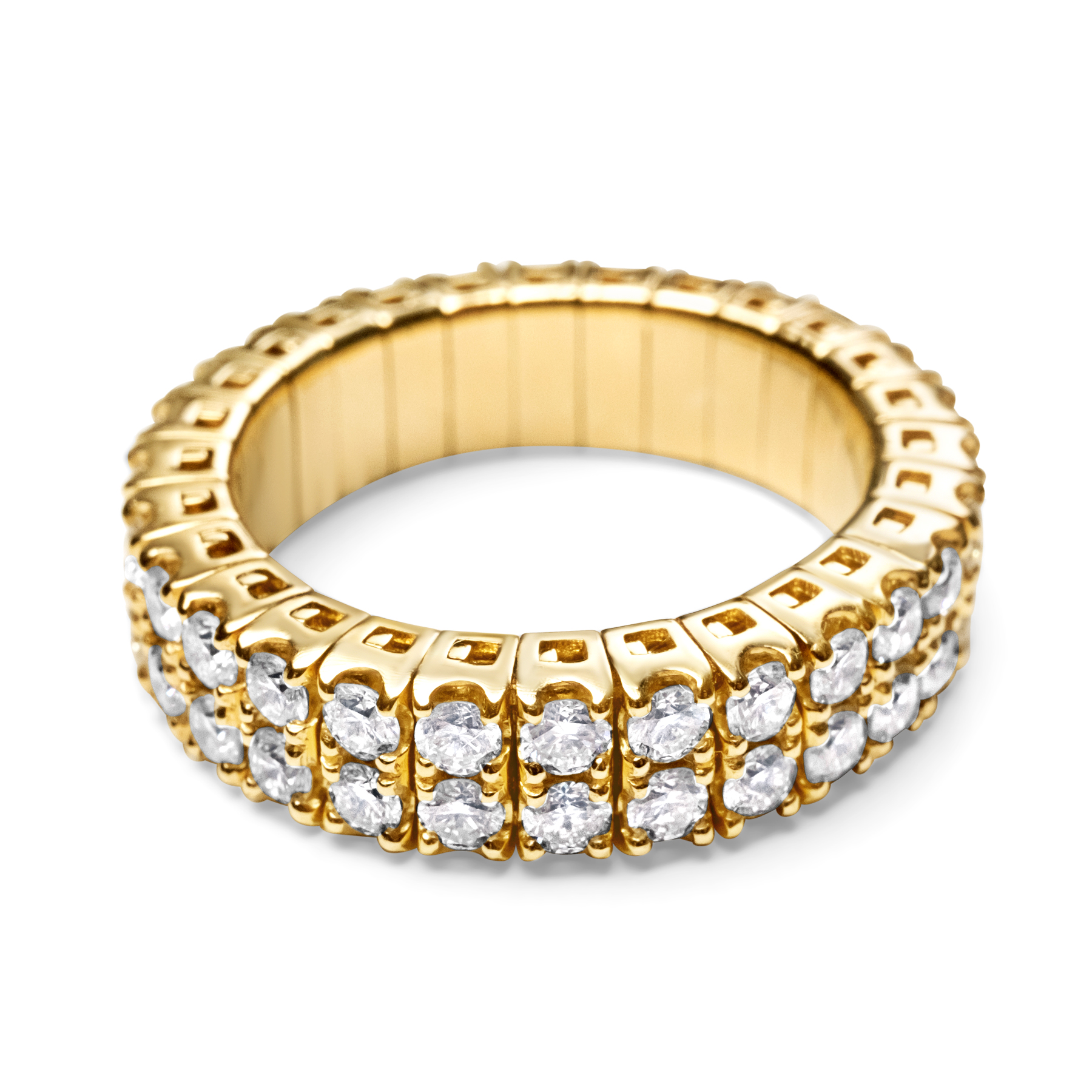 Double Row Stretch Diamond Band in Yellow Gold | Adamas Fine Jewelry