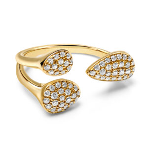 Pave Diamond Teardrops Open Concept Ring