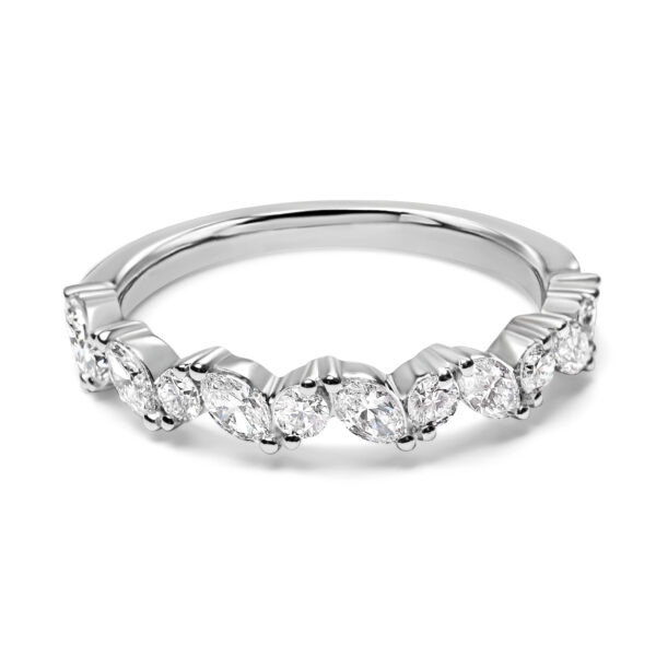 Angled Marquise Cut Diamond Band in White Gold