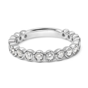 Round Briliant Cut Bezel Set Diamond Band in White Gold
