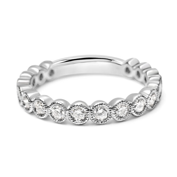 Round Briliant Cut Bezel Set Diamond Band in White Gold