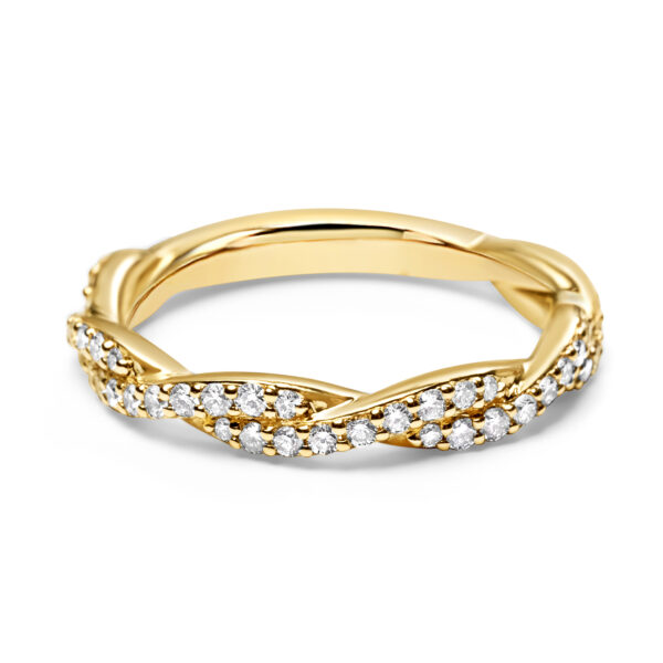 Twisted Diamond Band in Yellow Gold