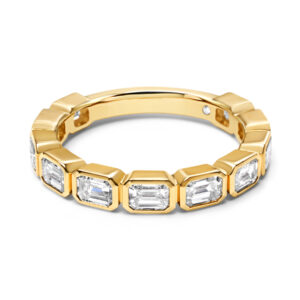 Emerald Cut Bezel Set Diamond Band in Yellow Gold